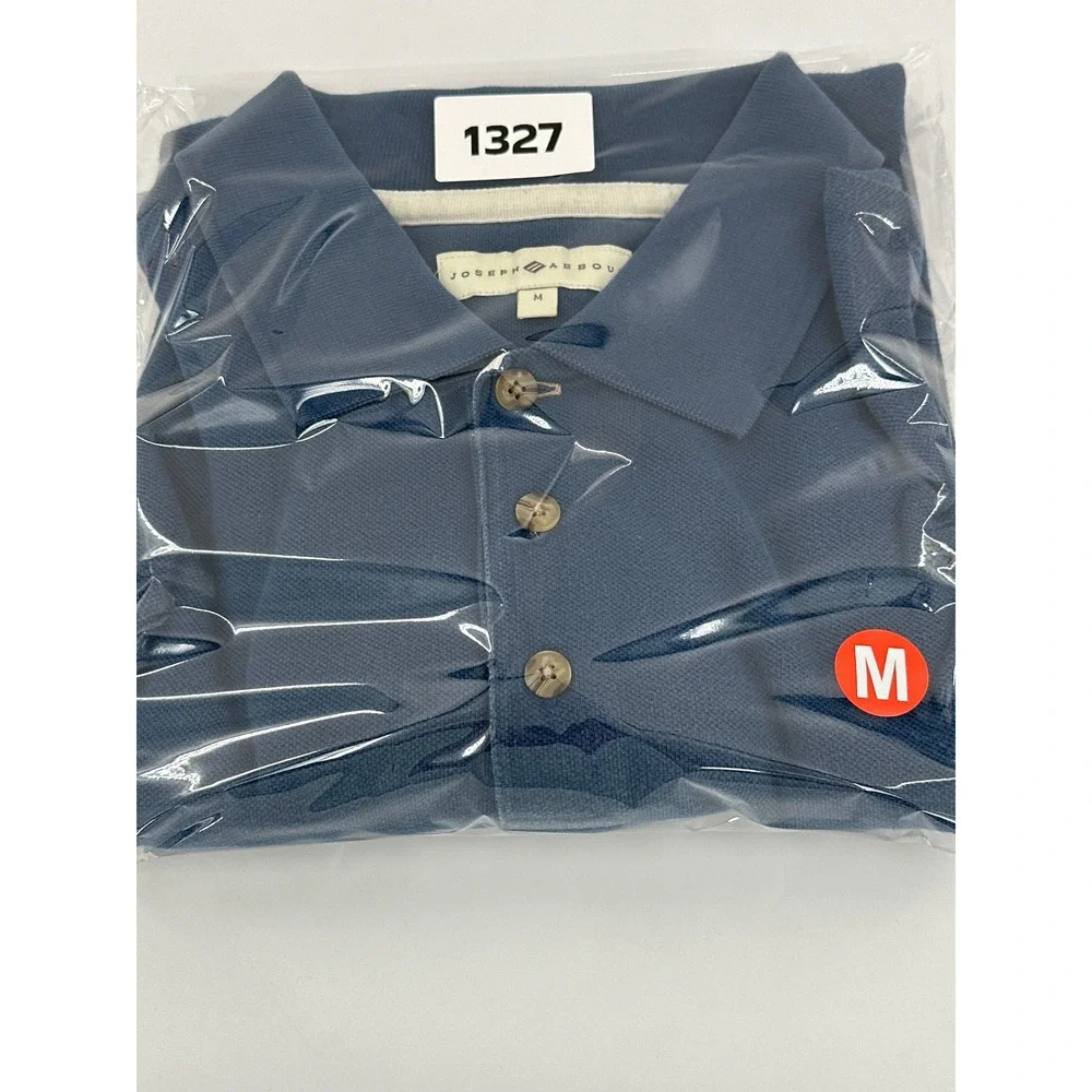 Joseph Abboud‎ Mens Blue Pique Knit Short Sleeve Polo Shirt Size Medium